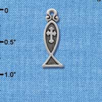 C1866 - Christian Fish Silver  Charm (6 charms per package)