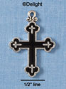 C1869 - Cross Black Large Silver Charm (6 charms per package)