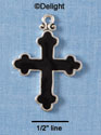 C1870 - Cross Black Large Silver Charm (6 charms per package)
