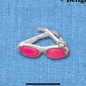 C1898+ - Sunglasses 3D Hot Pink Silver Charm (6 charms per package)