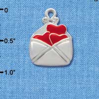 C1905 - Envelope Hearts Silver Charm (6 charms per package)