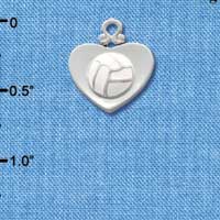 C1907 - Volleyball Heart Silver Charm (6 charms per package)