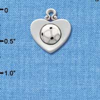 C1909 - Soccer ball Heart Silver Charm (6 charms per package)