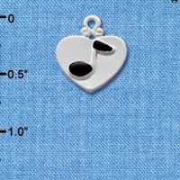 C1910 - Music Note Heart Silver Charm (6 charms per package)