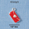 C1919 - Purse Silver Heart Red Silver Charm (6 charms per package)