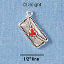 C1920 - Purse Silver Red Heart Silver Charm (6 charms per package)