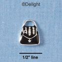 C1922 - Purse Black With Stripes Silver Charm (6 charms per package)