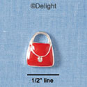 C1923 - Purse Red With Handle Silver Charm (6 charms per package)