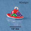 C1928 - Red Hat & Purple Flower Silver Charm (6 charms per package)