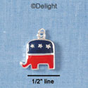 C1930* - Patriotic Elephant Silver Charm (left & right) (6 charms per package)