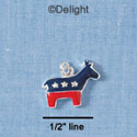 C1931* - Patriotic Donkey Silver Charm (left & right) (6 charms per package)