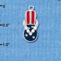 C1936 - Flip Flop Patriot White Silver Charm (6 charms per package)