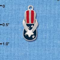 C1937 - Flip Flop Patriot Star Silver Charm (6 charms per package)