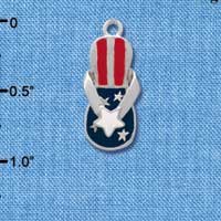 C1937 - Flip Flop Patriot Star Silver Charm (6 charms per package)