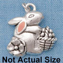 C1942* - Bunny Basket Silver Charm (6 charms per package)