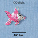 C1961* - Fun Fish Hot Pink Silver Charm (left & right) (6 charms per package)