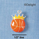 C1969 - Basketball Crown Silver Charm (6 charms per package)