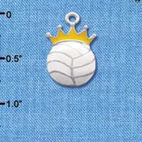 C1970 - Volleyball Crown Silver Charm (6 charms per package)