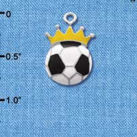 C1972 - Soccer ball Crown Silver Charm (6 charms per package)