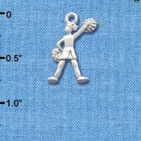 C1976 - Cheerleader Standing Silver Charm (6 charms per package)