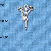 C1978 - Cheerleader Kicking Silver Charm (6 charms per package)