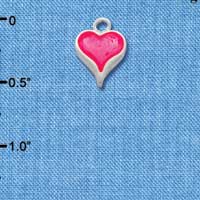 C1982 tlf - Heart Long Hot Pink Silver Charm (6 charms per package)