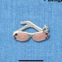 C1985+ - Sunglasses 3D Light Pink Silver Charm (6 charms per package)