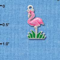 C1990* - Flamingo Hot Pink Silver Charm (left & right) (6 charms per package)