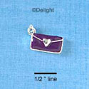 C1996 - Purse Silver Heart Purple Silver Charm (6 charms per package)