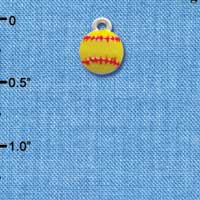 C2011 - Softball optic yellow Silver Charm Mini (6 charms per package)