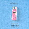 C2029 - Cell phone Hot Pink Silver Charm (6 charms per package)