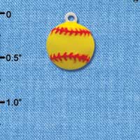 C2041 - Softball Medium Optic Yellow Silver Charm (6 charms per package)