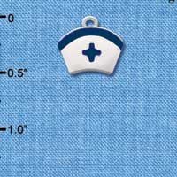 C2044 - Nurse Hat blue cross Silver Charm (6 charms per package)