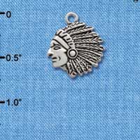 C2054* - Mascot Indian Silver Charm (6 charms per package)