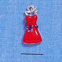 C2096 - Red Dress With Purple Sash Silver Charm (6 charms per package)