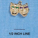 C2130 - Comedy Tragedy Mask Gold Charm (6 charms per package)
