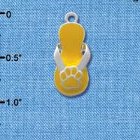 C2154 - Paw Flip Flop Yellow Silver Charm (6 charms per package)