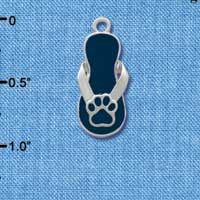 C2156 - Paw Flip Flop Blue Silver Charm (6 charms per package)