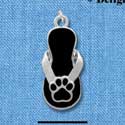 C2158 - Paw Flip Flop Black Silver Charm (6 charms per package)