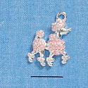 C2161* - Light Pink Poodle Silver Charm (Left & Right) (6 charms per package)