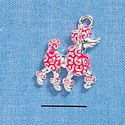 C2162* - Hot Pink Poodle Silver Charm (Left & Right) (6 charms per package)