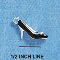 C2164+ - Black Pump With Silverbow Silver Charm (6 charms per package)