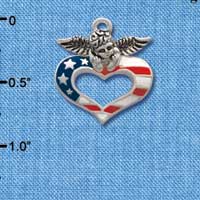 C2172 - Patriotic Angel Heart Silver Charm (6 charms per package)