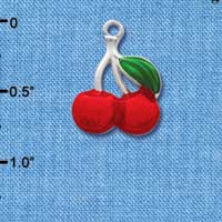 C2181* - Double Cherry Silver Charm (Left & Right) (6 charms per package)