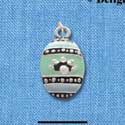 C2188 - Egg Teal & Blue Silver Charm (6 charms per package)