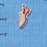 C2193* - Running Shoe Red Silver Charm (Left & Right) (6 charms per package)