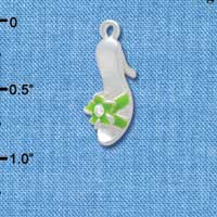 C2326+ - High Heel Sandal with Lime Green Flower Silver Charm (6 charms per package)