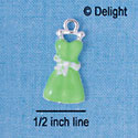 C2334 - Lime Dress Silver Charm (6 charms per package)