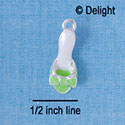 C2356+ - Lime Green Sandal with polka dots Silver Charm (6 charms per package)