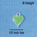 C2363 - Lime Green Heart Silver Charm (6 charms per package)